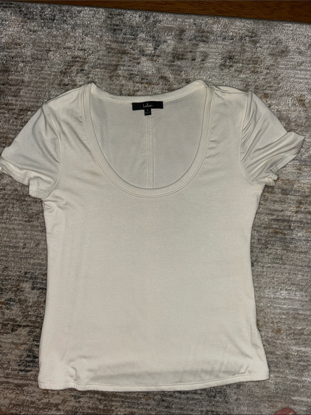 Lulu's Ivory Scoop Neck Short Sleeve Top